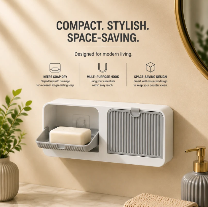 Double Wall Mounted Soap Holder – No Drilling