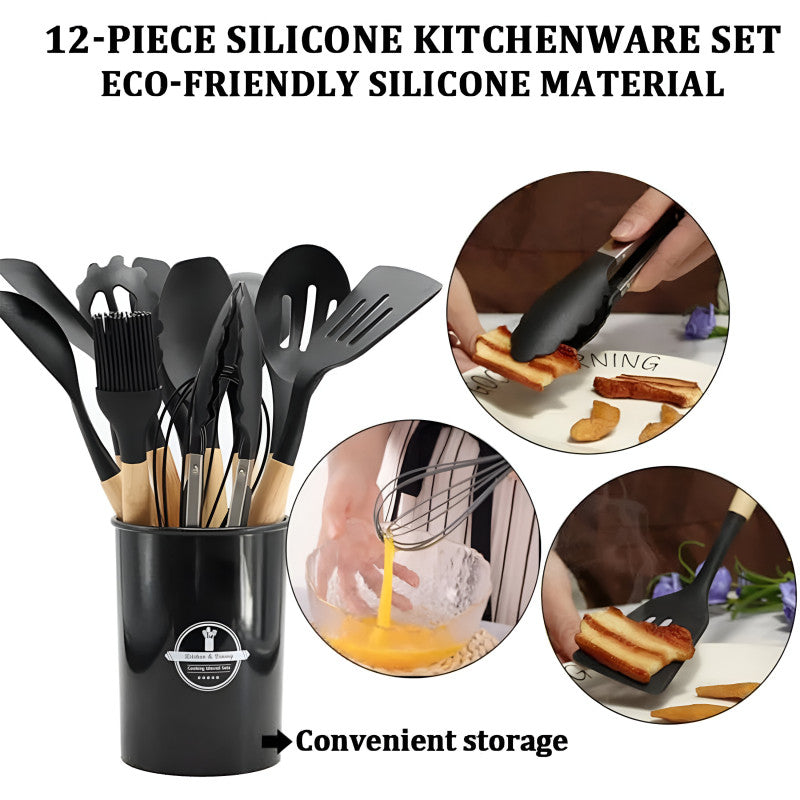 12-Piece Premium Silicone Kitchen Utensils Set