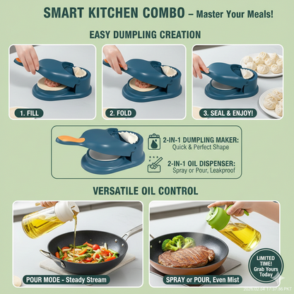 TripleSquare™ Ramazan Combo: Oil Bottle + FREE Samosa Maker