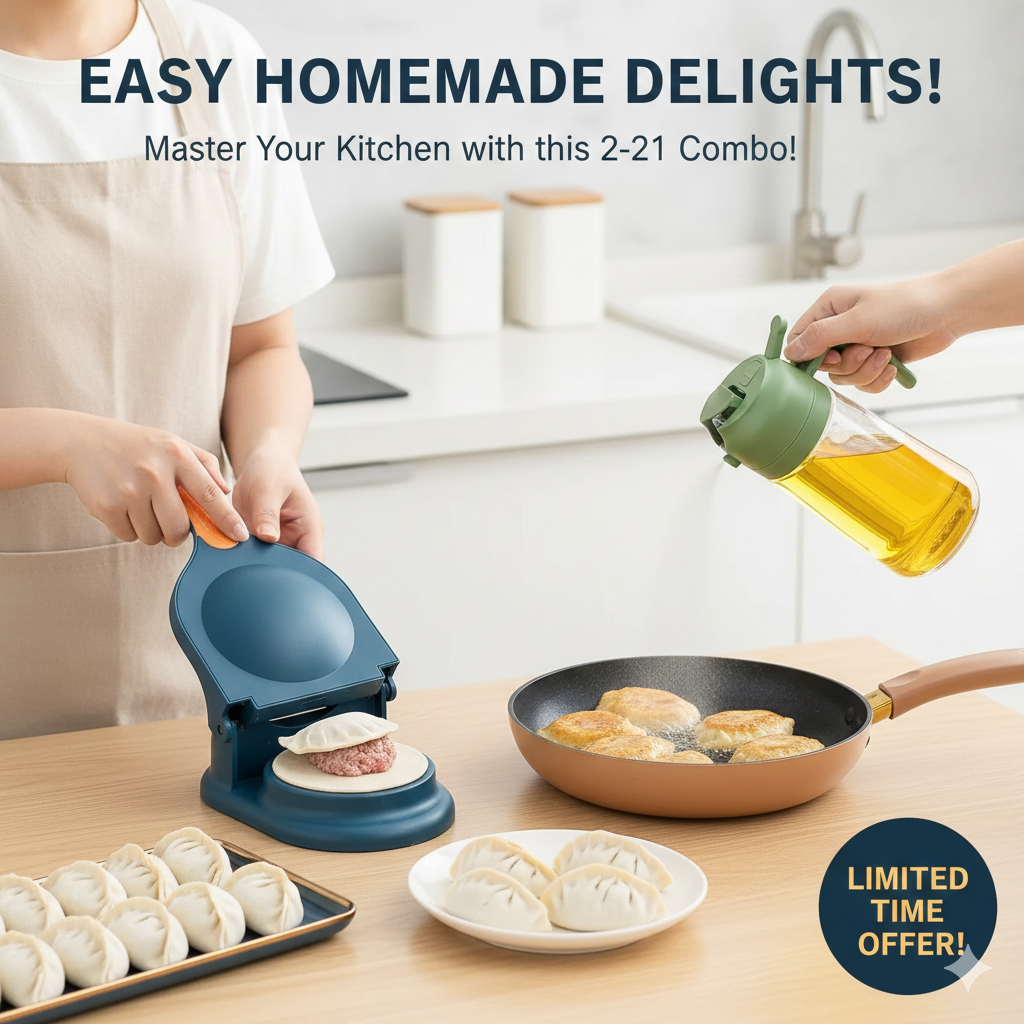 TripleSquare™ Ramazan Combo: Oil Bottle + FREE Samosa Maker