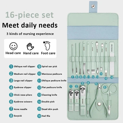 16-Pcs Manicure Grooming Kit