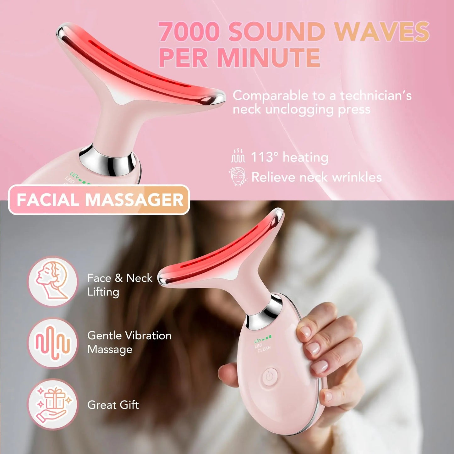 Facial Neck Beauty Face Lifting Device - Microcurrent Face Massager